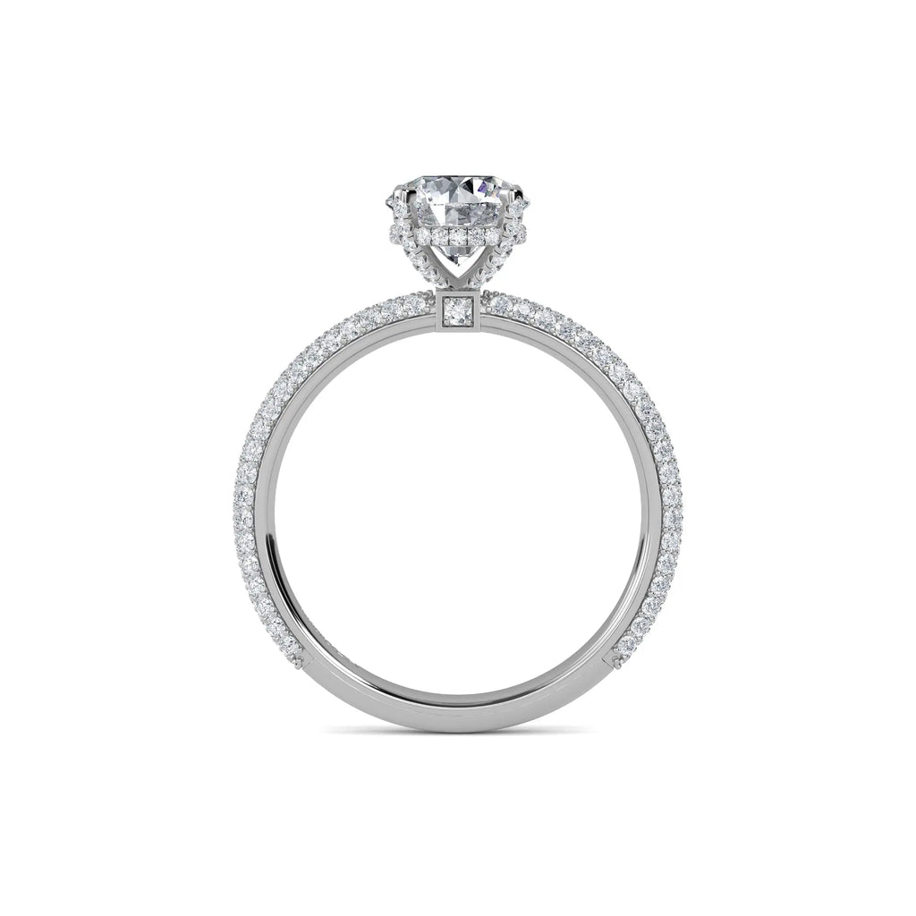 1.00ct Earth Mined Diamond Round Hidden Halo Engagement Ring